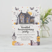 Haunted Halloween Housewarming Party Uitnodiging (Staand voorkant)