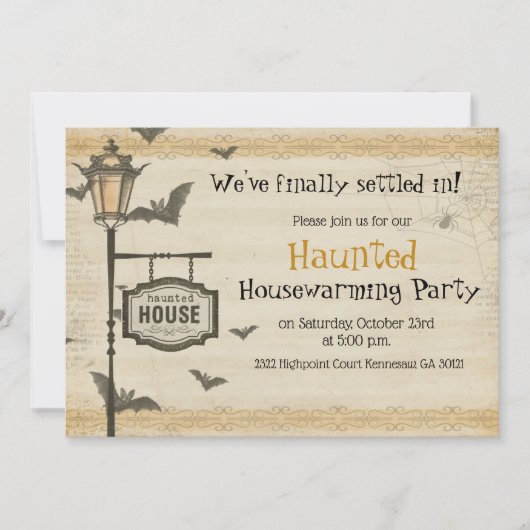 Haunted Halloween Housewarming Uitnodiging (Voorkant)