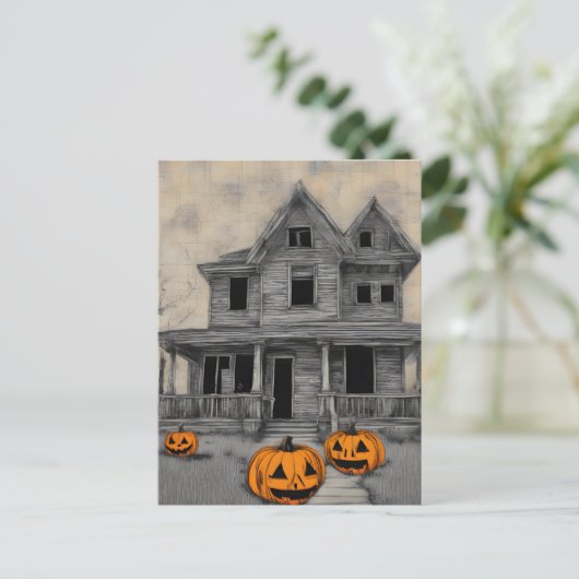 Haunted Halloween huis Briefkaart (Staand voorkant)