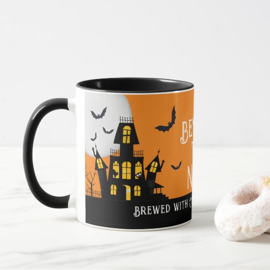 Haunted Halloween Huis Vampier Bat Black Cat Mok (Met donut)
