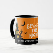 Haunted Halloween Huis Vampier Bat Black Cat Mok (Voorkant links)