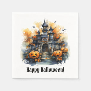 Haunted Halloween kasteel papier party servet