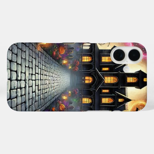 Haunted Halloween Mansion Glow Phone Case (Achterkant (horizontaal))