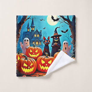Haunted Halloween Night Design Bad Handdoek