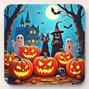 Haunted Halloween Night Design Bier Onderzetter