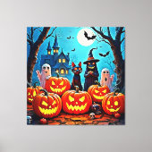 Haunted Halloween Night Design Canvas Afdruk (Voorkant)