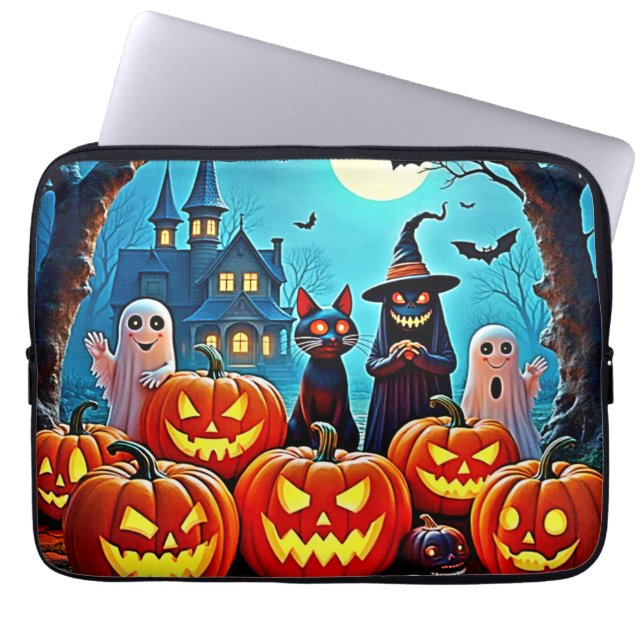 Haunted Halloween Night Design Laptop Sleeve (Voorkant)