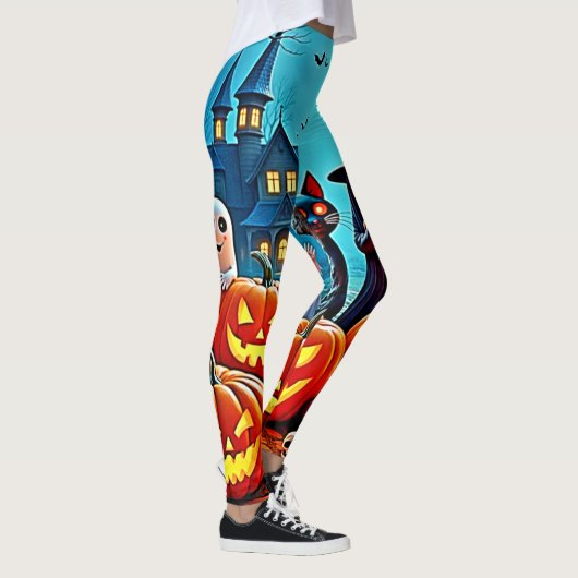 Haunted Halloween Night Design Leggings (Rechts)