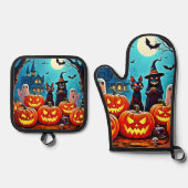 Haunted Halloween Night Design Ovenwant & Pannenlap Set (Voorkant)