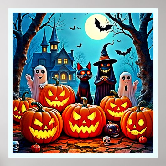 Haunted Halloween Night Design Poster (Voorkant)