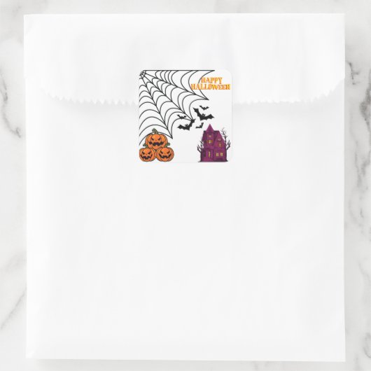 Haunted Halloween Night Vierkante Sticker (Tas)