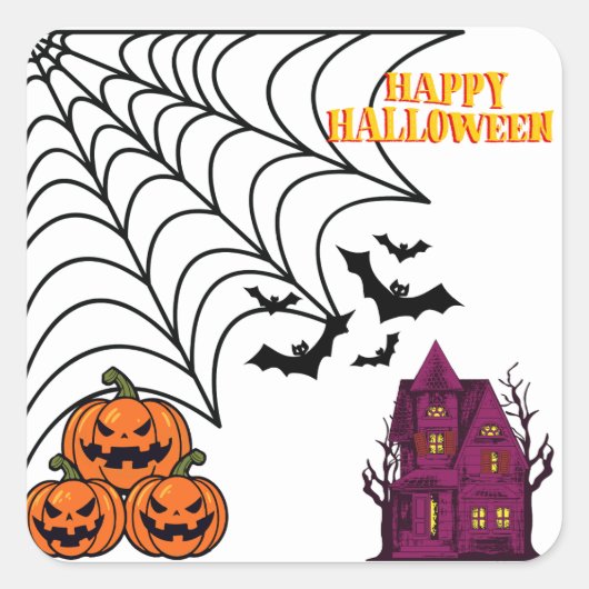 Haunted Halloween Night Vierkante Sticker (Voorkant)
