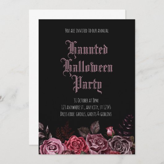 Haunted Halloween Party Kaart (Voorkant / Achterkant)