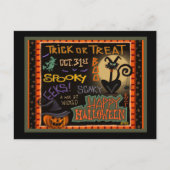 Haunted Halloween pompoen zwart kat leraar Briefkaart (Voorkant)