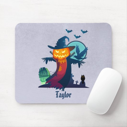 Haunted Halloween Pumpkin Head Scarecrow Spooky Muismat (Met muis)