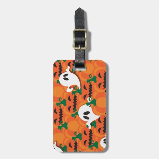 Haunted Halloween Pumpkin Patch Ghosts Bagagelabel (Voorkant verticaal)
