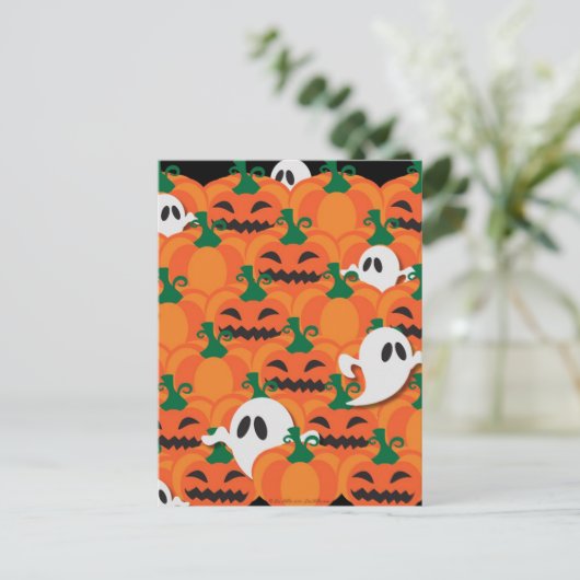 Haunted Halloween Pumpkin Patch Ghosts Briefkaart (Staand voorkant)