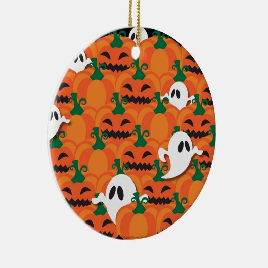 Haunted Halloween Pumpkin Patch Ghosts Keramisch Ornament (Rechts)