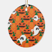 Haunted Halloween Pumpkin Patch Ghosts Keramisch Ornament (Links)