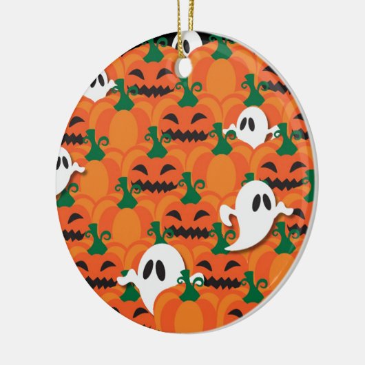 Haunted Halloween Pumpkin Patch Ghosts Keramisch Ornament (Links)