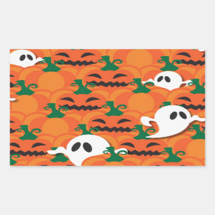 Haunted Halloween Pumpkin Patch Ghosts Rechthoekige Sticker