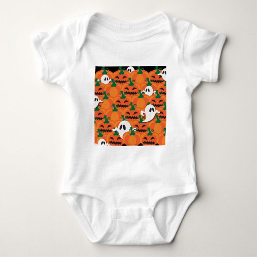 Haunted Halloween Pumpkin Patch Ghosts Romper (Voorkant)