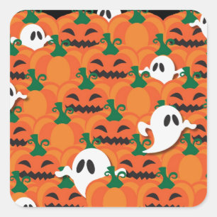 Haunted Halloween Pumpkin Patch Ghosts Vierkante Sticker
