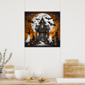 Haunted Halloween Scene Poster (Keuken)
