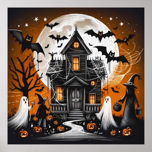 Haunted Halloween Scene Poster (Voorkant)