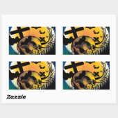 Haunted Halloween Scene Rechthoekige Sticker (Vel)