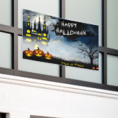 Haunted Halloween Scene Spandoek (Buitenkant Gebouw)