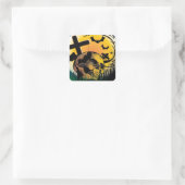 Haunted Halloween Scene Vierkante Sticker (Tas)