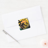 Haunted Halloween Scene Vierkante Sticker (Envelop)