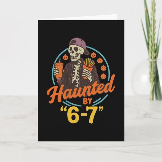 Haunted Halloween Skeleton Haunted Six Seven Numbe Kaart (Voorkant)