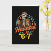 Haunted Halloween Skeleton Haunted Six Seven Numbe Kaart (Gele Bloem)