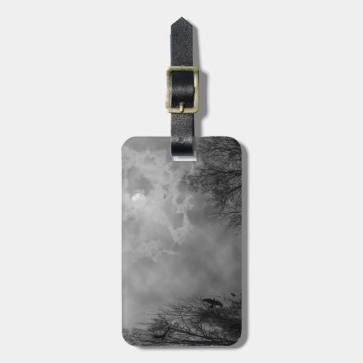Haunted Halloween Sky met Ravens Bagagelabel (Voorkant verticaal)