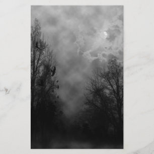 Haunted Halloween Sky met Ravens Briefpapier