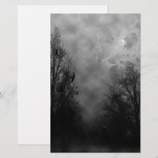 Haunted Halloween Sky met Ravens Briefpapier (Voorkant / Achterkant)