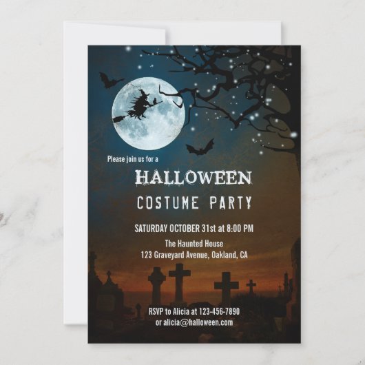 Haunted Halloween Sparking Lights Party Invite Kaart (Voorkant)