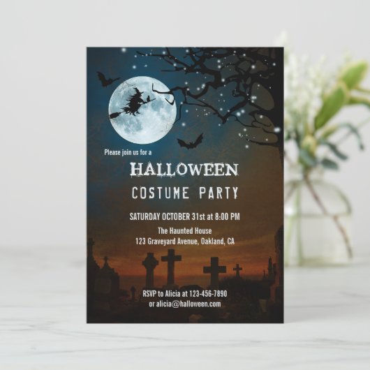 Haunted Halloween Sparking Lights Party Invite Kaart (Staand voorkant)