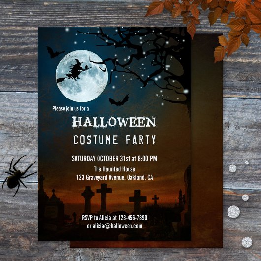 Haunted Halloween Sparking Lights Party Invite Kaart