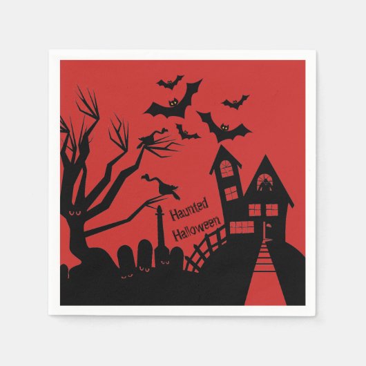 Haunted Halloween Standard Cocktail Paper Napkins Servet (Voorkant)