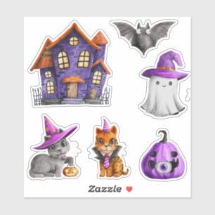Haunted Halloween Town Paarse Pumpkin Sticker