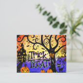 Haunted Halloween Trick or treat Briefkaart (Staand voorkant)