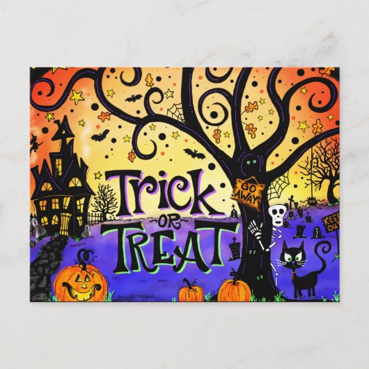 Haunted Halloween Trick or treat Briefkaart (Voorkant)