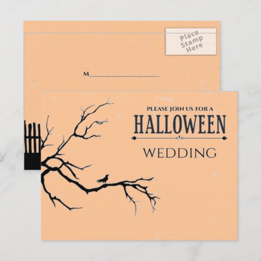Haunted Halloween Wedding Briefkaart (Voorkant / Achterkant)