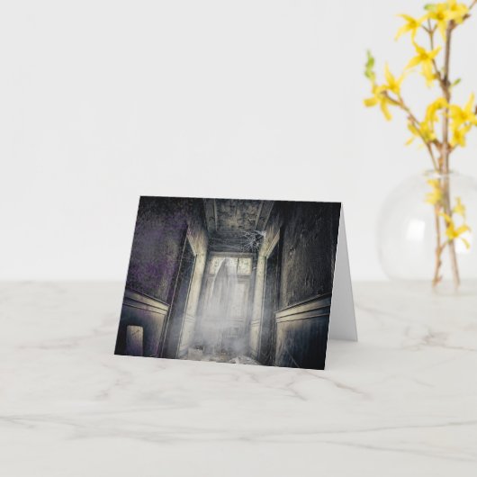 Haunted Hallway Halloween Kaart (Gele Bloem)