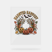 Haunted Harvest Retro Halloween Pumpkin Acryl Bord (Voorkant)