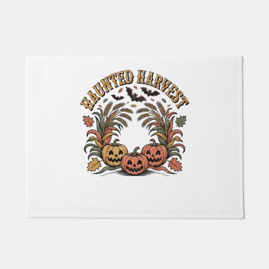 Haunted Harvest Retro Halloween Pumpkin Deurmat (Voorkant)