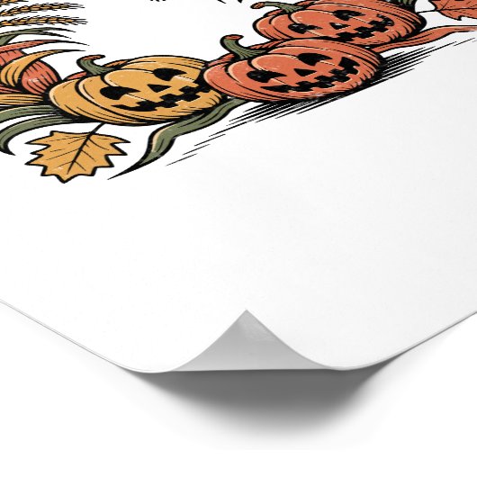 Haunted Harvest Retro Halloween Pumpkin Poster (Hoek)